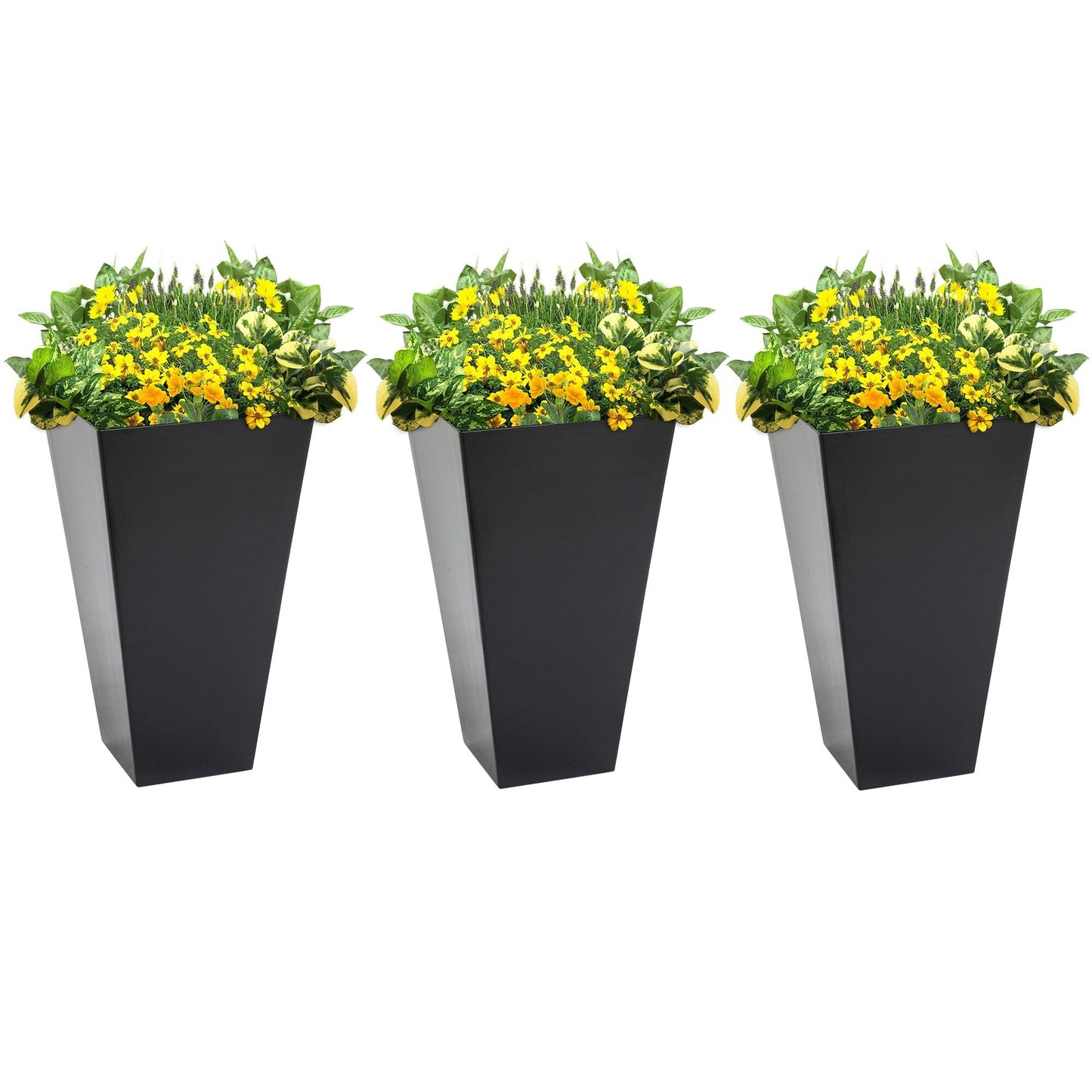 Outsunny 28 Tall Plastic Flower Pot, Set of 3, Large Outdoor & Indoor Plastic Garden Planters, for Entryway, Patio, Yard