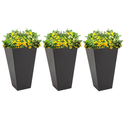 Outsunny 28 Tall Plastic Flower Pot, Set of 3, Large Outdoor & Indoor Plastic Garden Planters, for Entryway, Patio, Yard