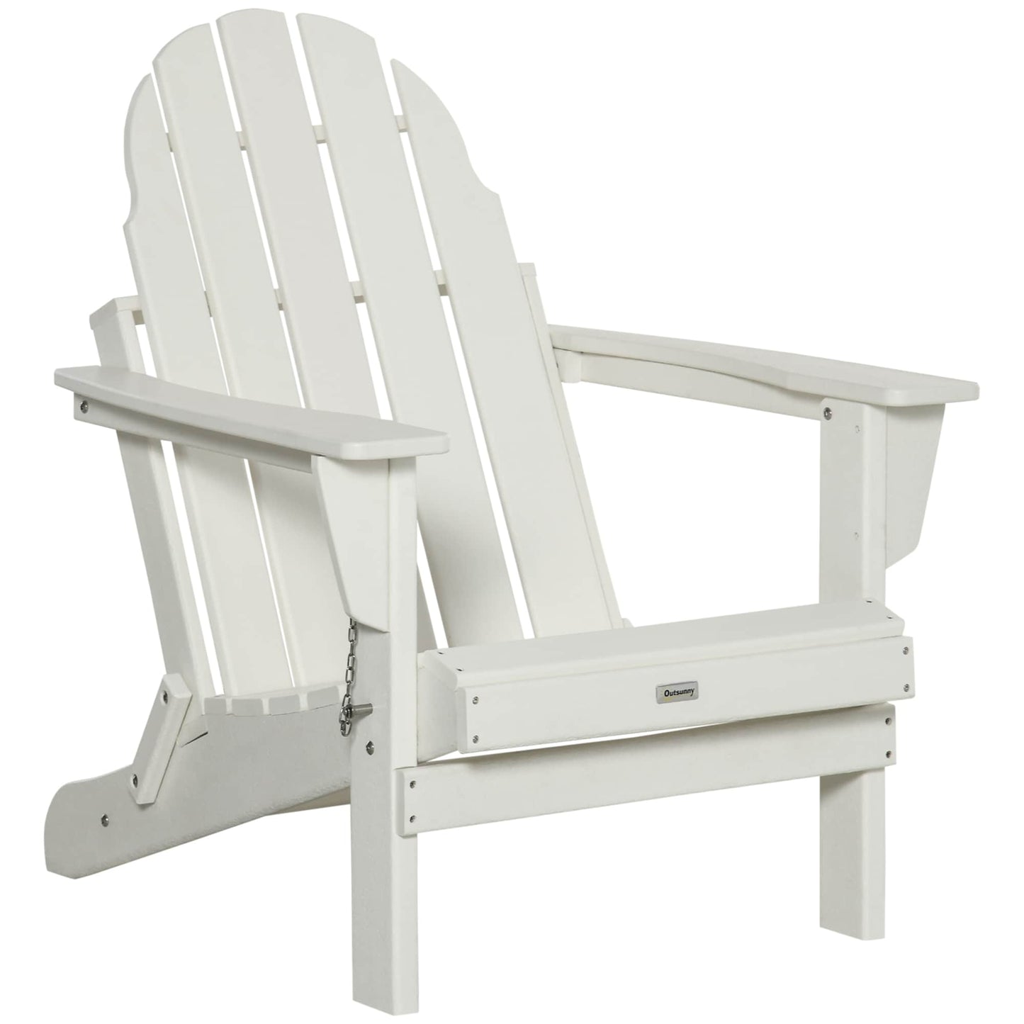 Outsunny Folding Adirondack Chair, HDPE Outdoor All Weather Plastic Lounge Beach Chairs for Patio Deck and Lawn Furniture