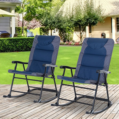Outsunny Folding Rocking Chair Set with Padded Seat and Back, Pillow