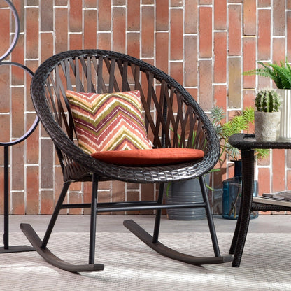 OVIOS 3-piece Patio Rocking Chair Bistro Set with Glass Coffee Table