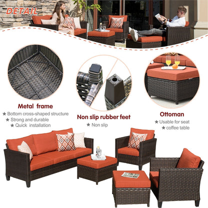 OVIOS 5-piece Patio Furniture Wicker Outdoor High-back Seating Set