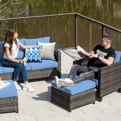 OVIOS 5-piece Patio Furniture Wicker Outdoor High-back Seating Set