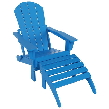 Polytrends Laguna Hdpe All Weather Outdoor Patio Foldable Adirondack Chair With Ottoman (2-Piece Set)