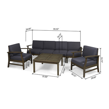 Perla Acacia Wood 7-piece Outdoor Chat Set by Christopher Knight Home