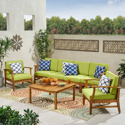 Perla Acacia Wood 7-piece Outdoor Chat Set by Christopher Knight Home