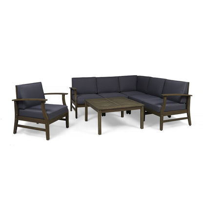 Perla Outdoor 7-piece Acacia Wood Sofa Set with Cushion by Christopher Knight Home