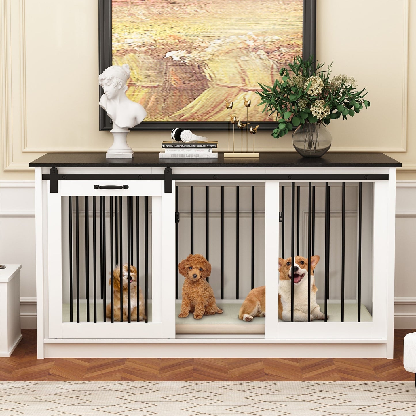Pet Residence with Iron Tube Reinforcement Stylish & Sturdy Dog Crate