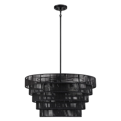 Piersan 5-Light Modern Bohemian Chandelier with Tiered Rattan Shade - 26 in. W