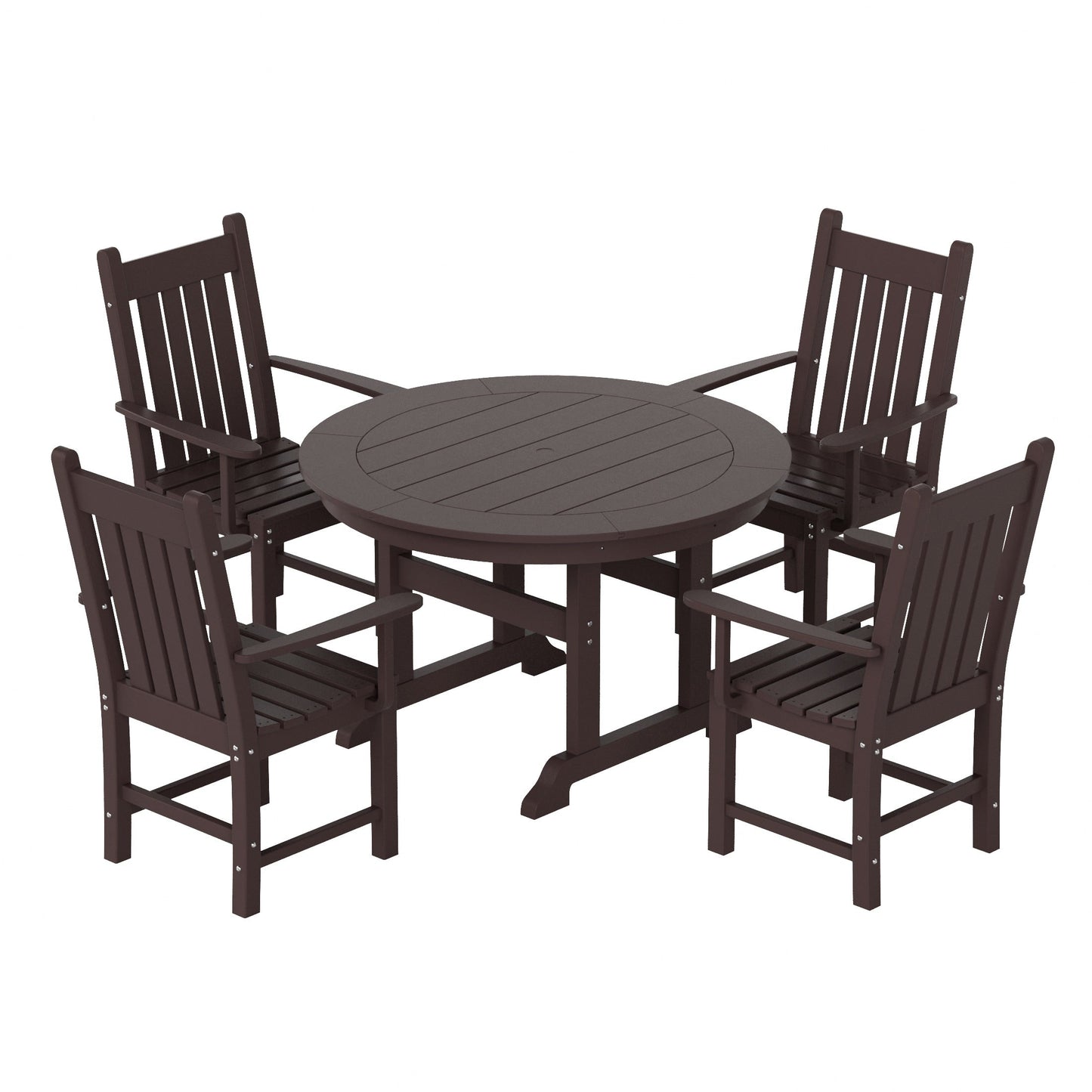 Polytrends Laguna Hdpe All Weather Outdoor Patio Dining Set with Round Table, Armchairs (5-Piece Set)