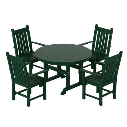 Polytrends Laguna Hdpe All Weather Outdoor Patio Dining Set with Round Table, Armchairs (5-Piece Set)