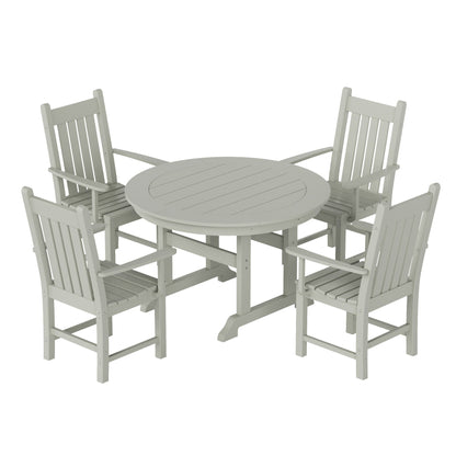 Polytrends Laguna Hdpe All Weather Outdoor Patio Dining Set with Round Table, Armchairs (5-Piece Set)