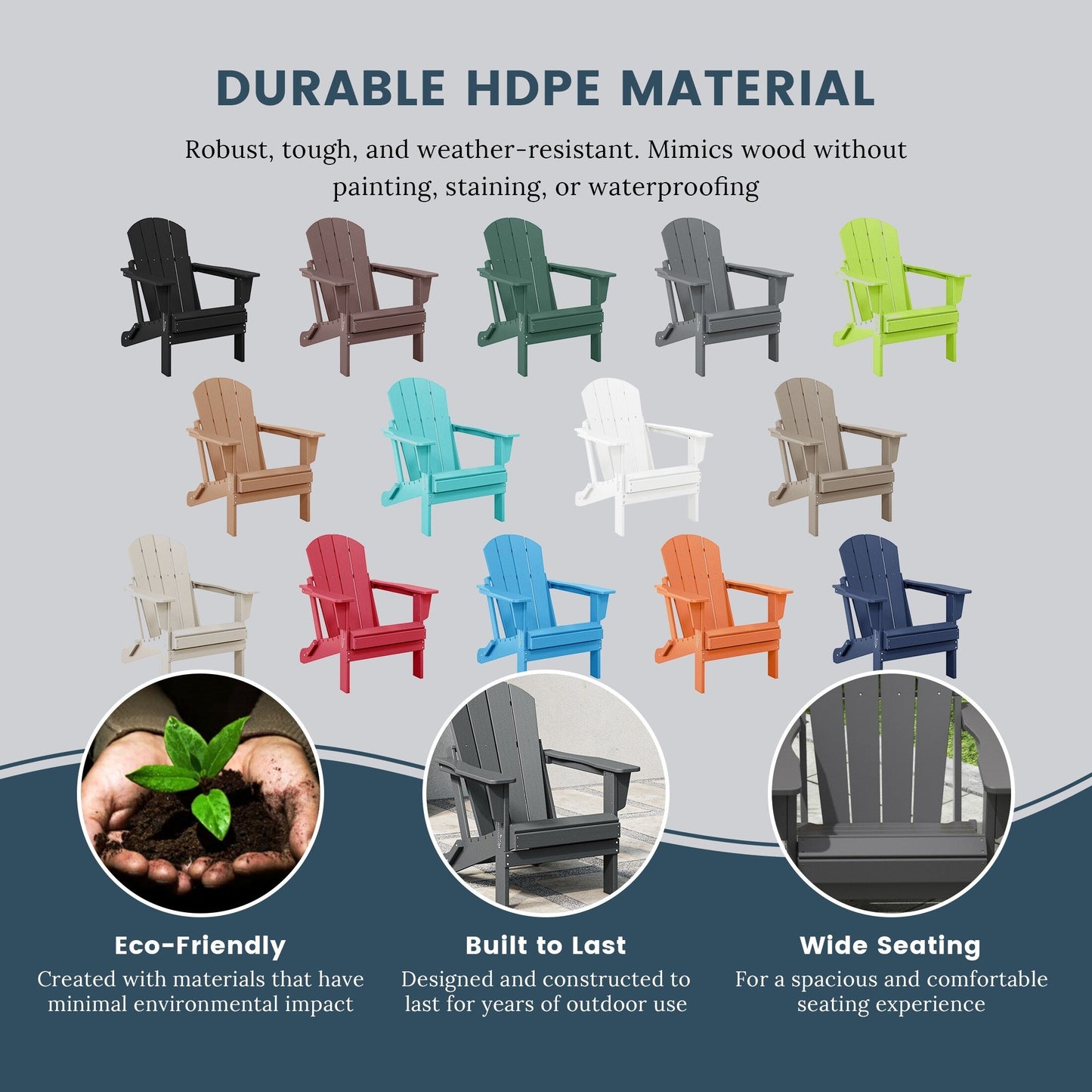 Polytrends Laguna Weather Resistant Outdoor Patio Folding Adirondack Chairs (Set of 2)