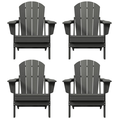 Polytrends Laguna Weather Resistant Outdoor Patio Folding Adirondack Chairs (Set of 4)