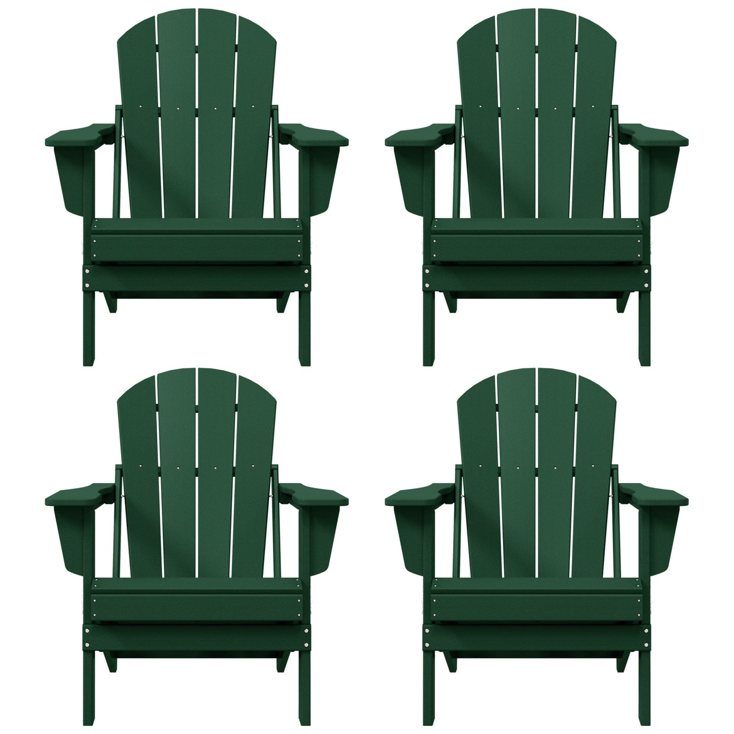 Polytrends Laguna Weather Resistant Outdoor Patio Folding Adirondack Chairs (Set of 4)