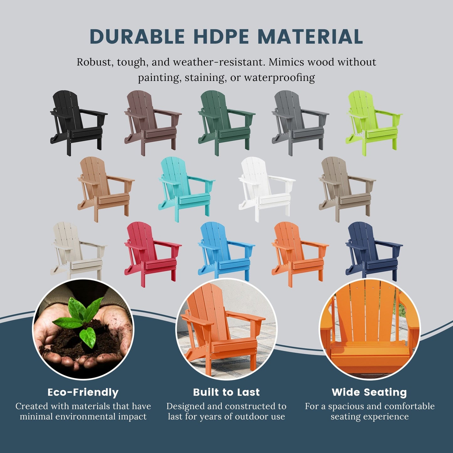 Polytrends Laguna Weather Resistant Outdoor Patio Folding Adirondack Chairs (Set of 4)