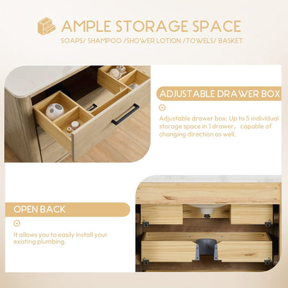 Porto Bath Vanity with White Quartz Stone Top without Mirror