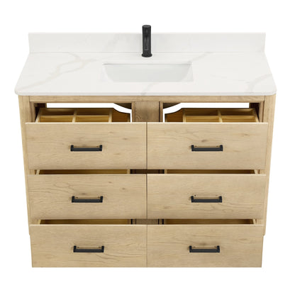 Porto Bath Vanity with White Quartz Stone Top without Mirror