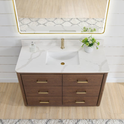 Porto Bath Vanity with White Quartz Stone Top without Mirror