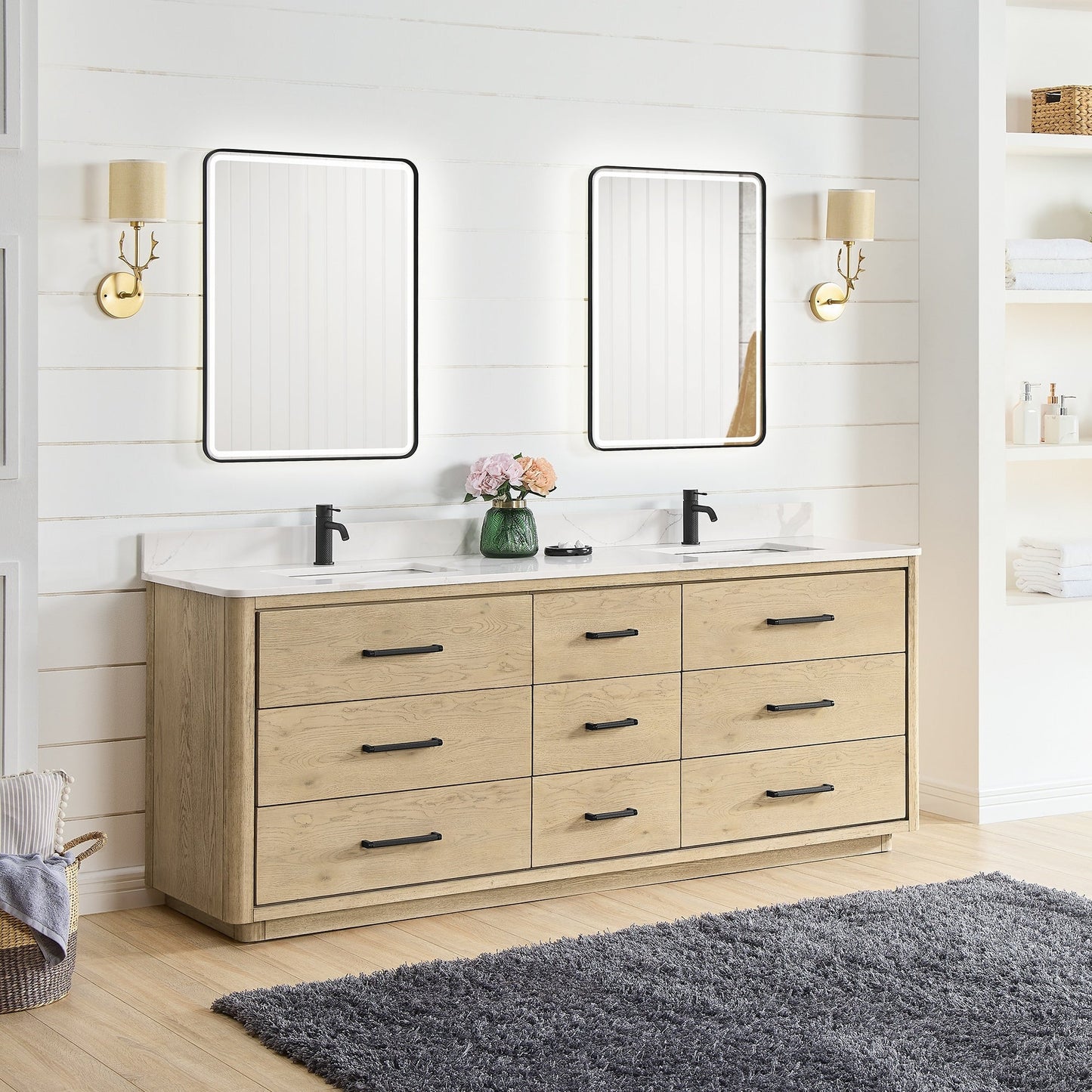 Porto Bath Vanity with White Quartz Stone Top without Mirror