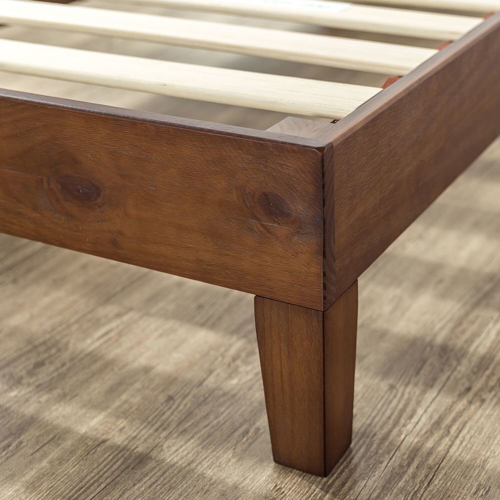 Priage by Zinus Deluxe Antique Espresso Solid Wood Platform Bed