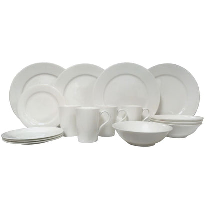 Red Vanilla Rimmed Bone China 16Pc Dinner Set