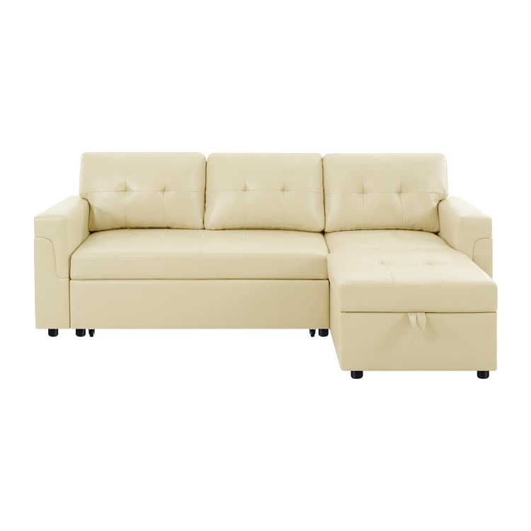 Convertible Reversible Sectional Sofa with Pull-Out Sleeper Bed, Hidden Storage Chaise, and Durable Legs