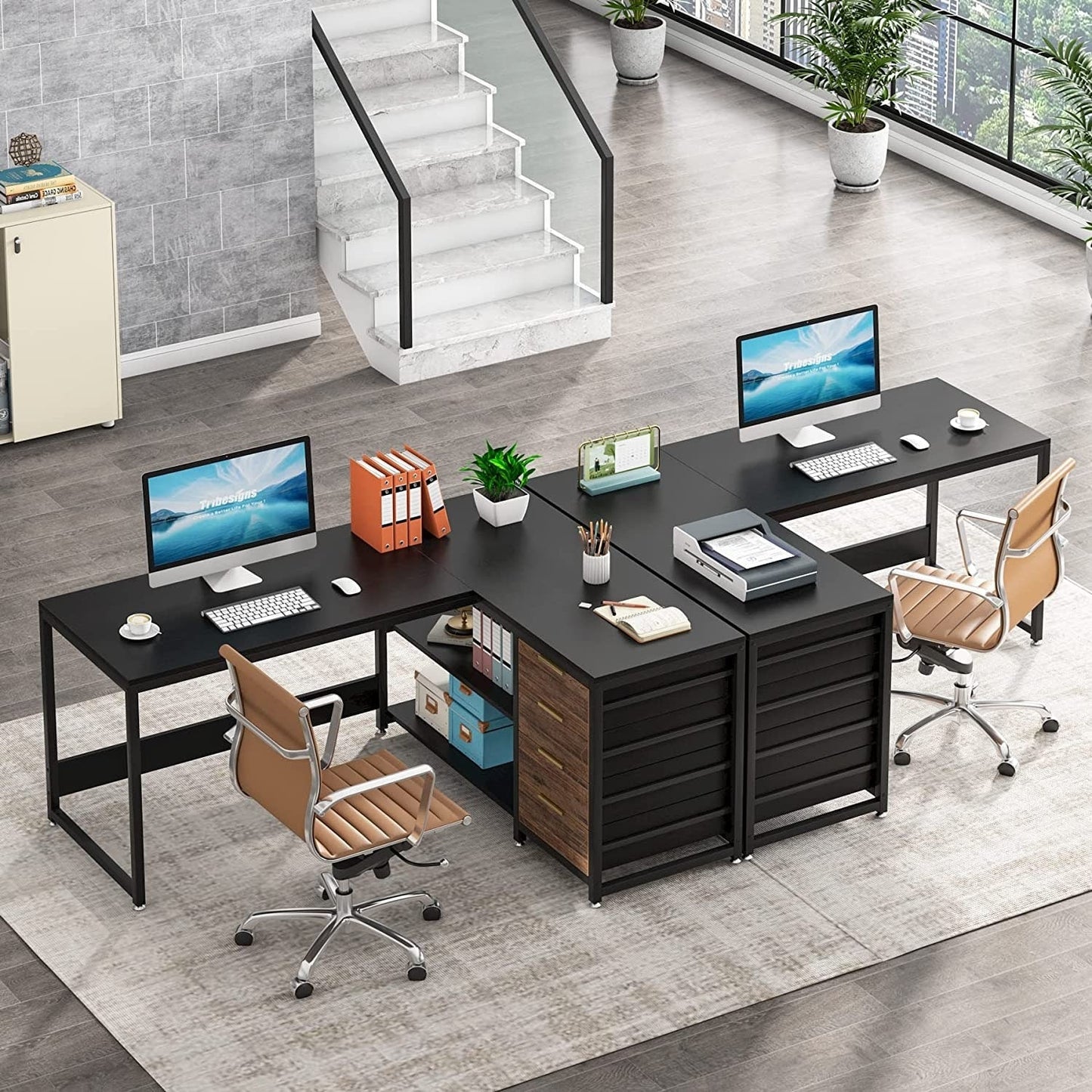 Reversible L-Shaped Office Desk Computer Desk Sturdy Writing Table Workstation