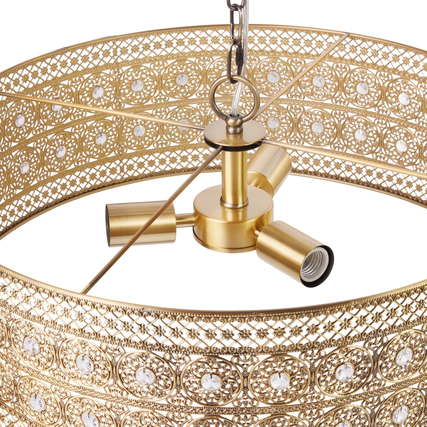 River of Goods Bryar Brass and Crystal 23.5W 3-Light Chandelier - 23.5 x 23.5 x 61.5