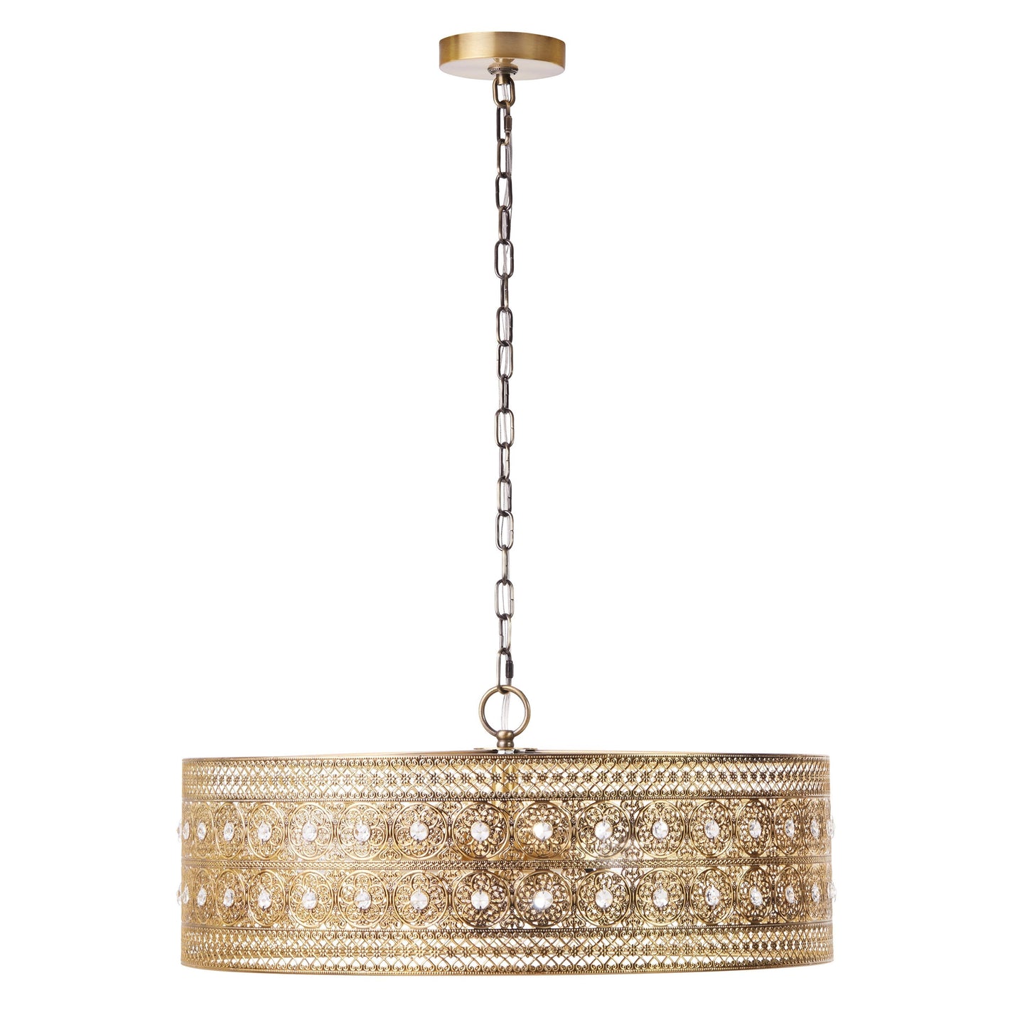 River of Goods Bryar Brass and Crystal 23.5W 3-Light Chandelier - 23.5 x 23.5 x 61.5