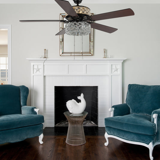 River of Goods Olivia Oil Rubbed Bronze Finish/ Crystal 52-inch LED Ceiling Fan - 52L x 52W x 18.25H - 52L x 52W x 18.25H