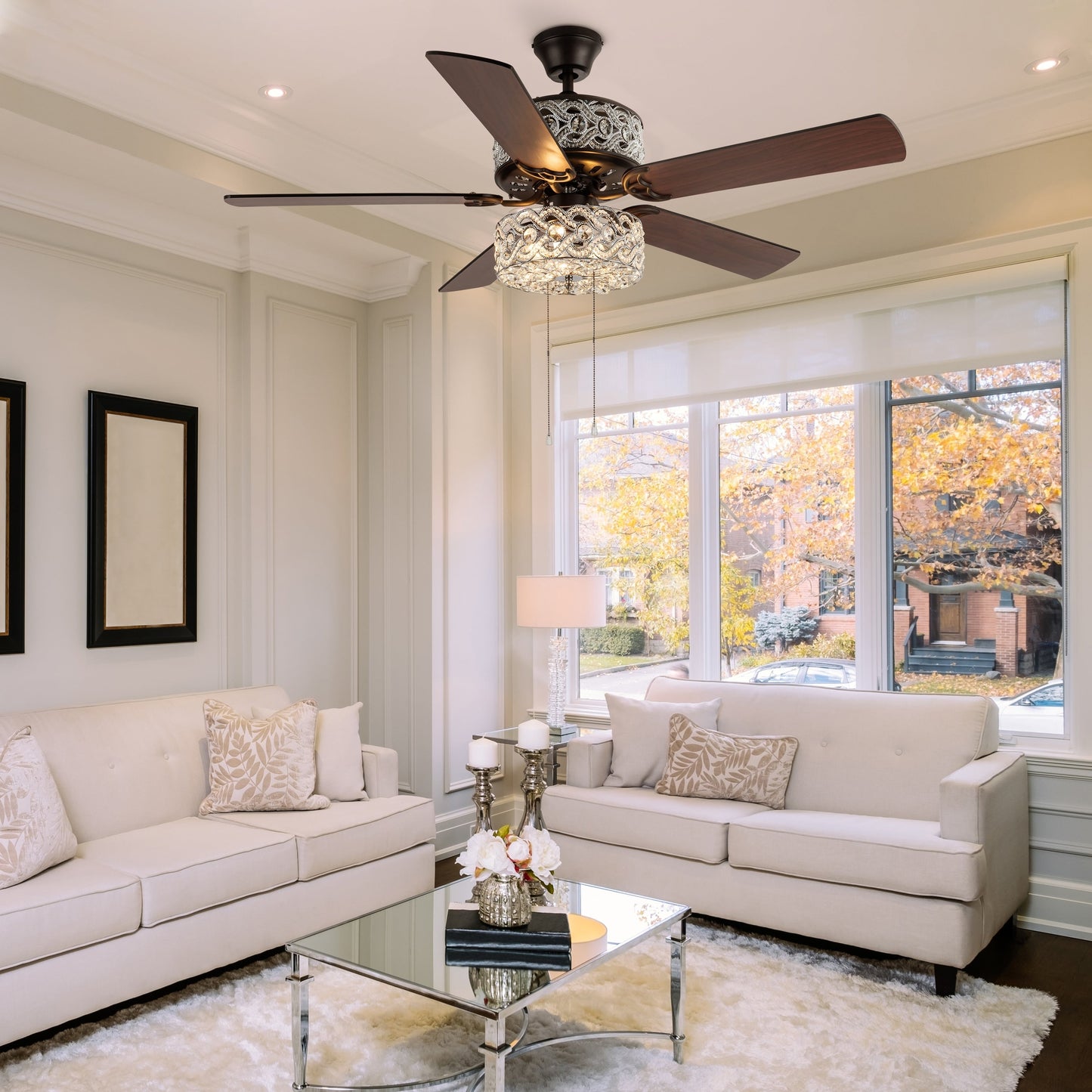 River of Goods Olivia Oil Rubbed Bronze Finish/ Crystal 52-inch LED Ceiling Fan - 52L x 52W x 18.25H - 52L x 52W x 18.25H