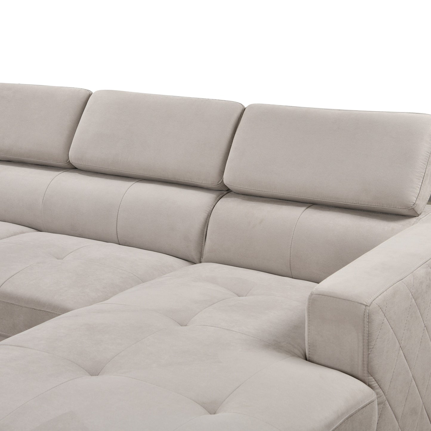 Roomfitters 122 Oversized Sectional Sofa Couch with Chaise Storage, Contemporary U-Shaped 7-Seater Sofa