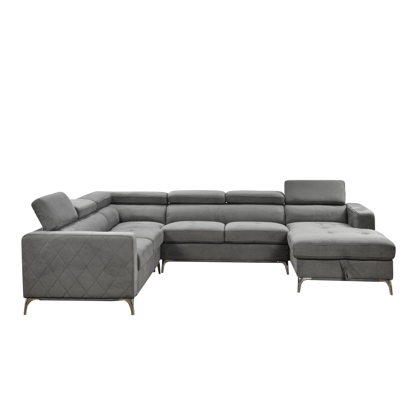 Roomfitters 122 Oversized Sectional Sofa Couch with Chaise Storage, Contemporary U-Shaped 7-Seater Sofa