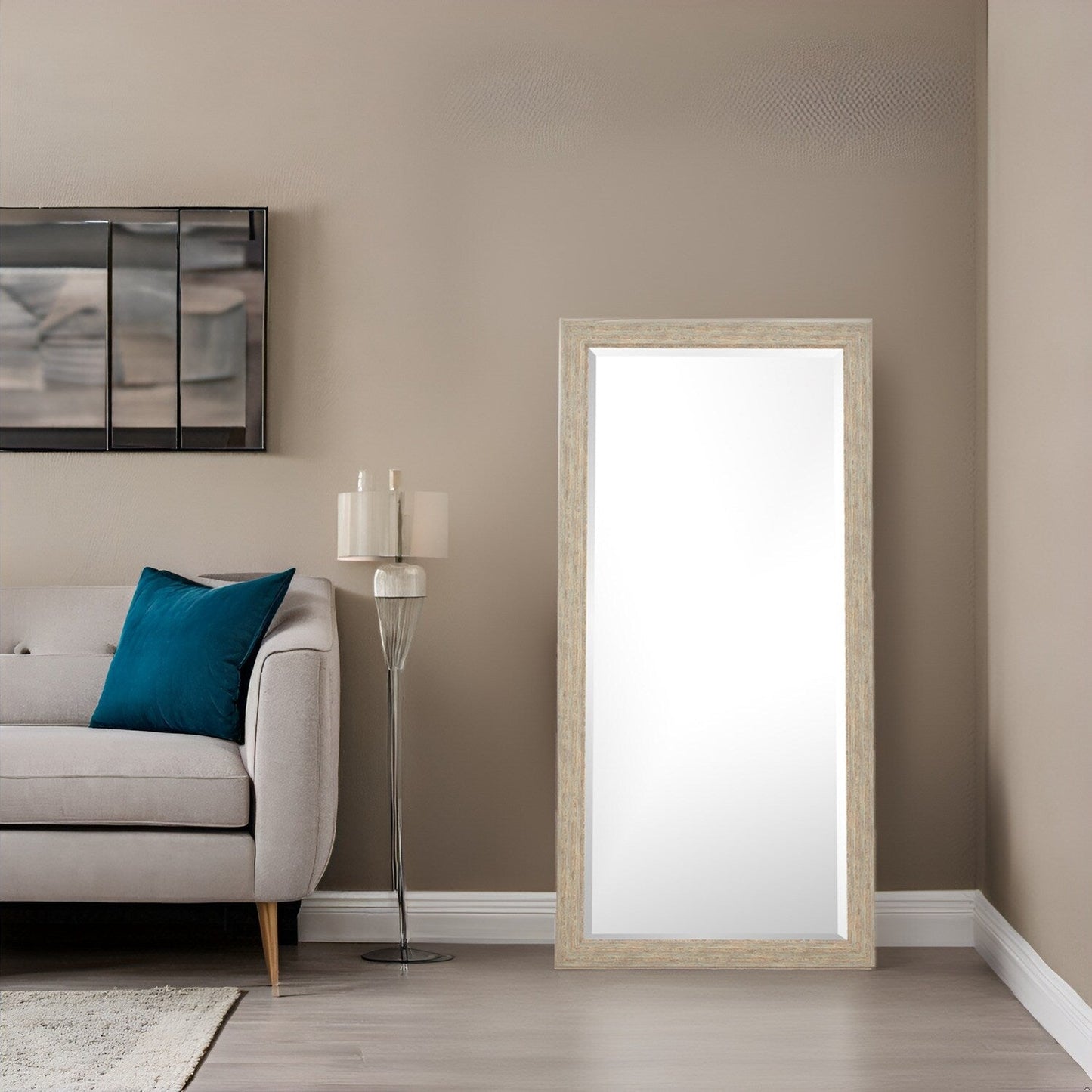 Rustic Full-Length Floor Mirror - 66 x 32 Rectangular Wood Frame Full Body Mirror for Living room, Bedroom