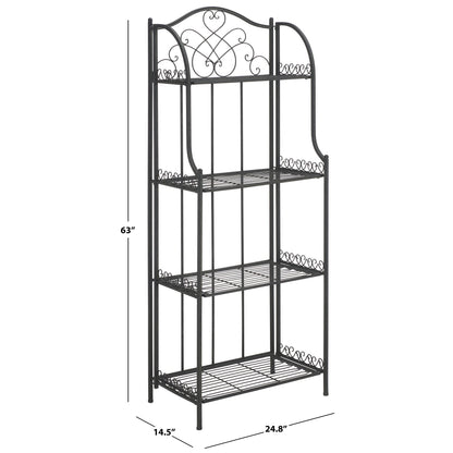 SAFAVIEH Bryn Victorian Wrought Iron 4-Tier Outdoor Bakers Rack - 25 In. W x 15 In. D x 63 In. H - 25W x 15D x 63H