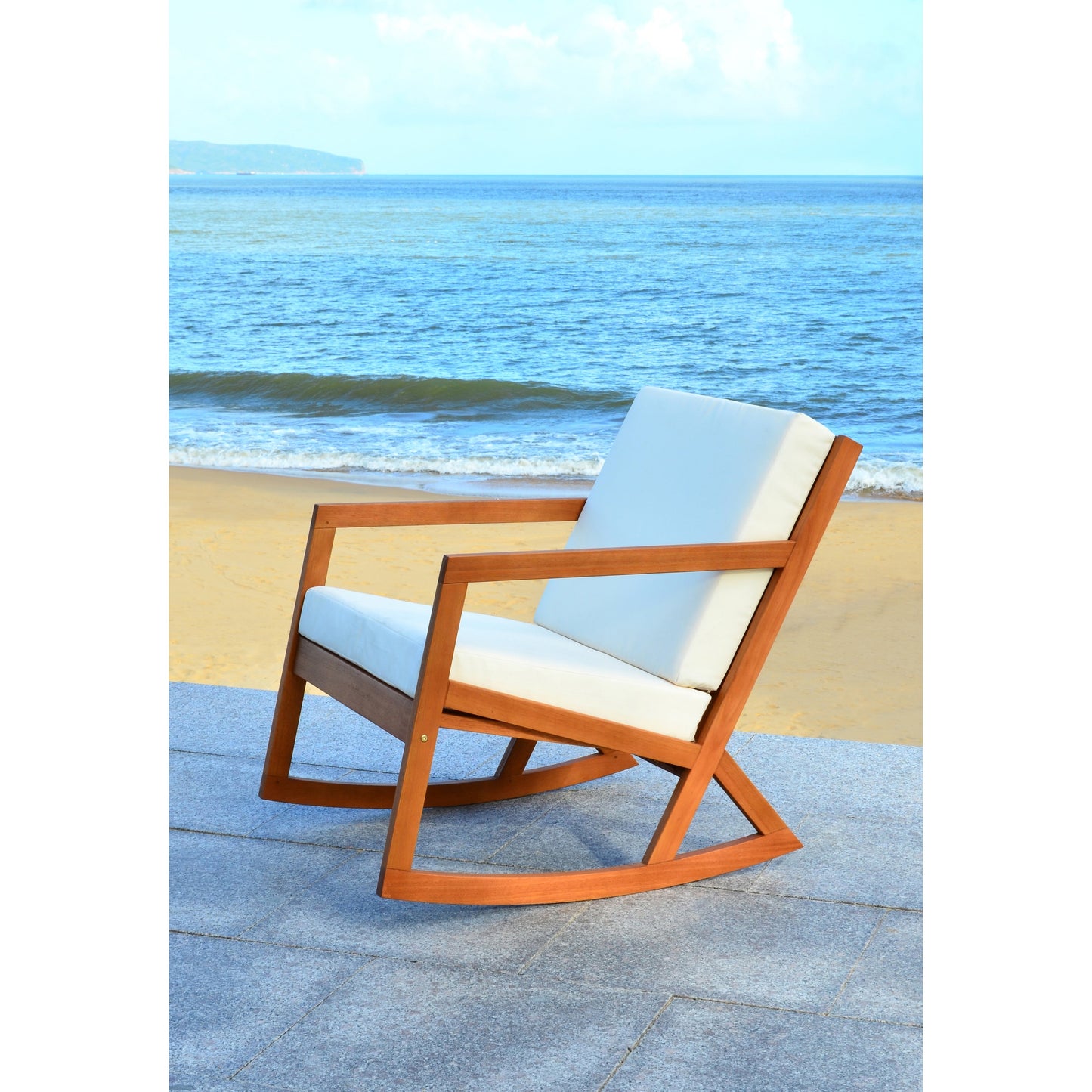SAFAVIEH Outdoor Makaila Rocking Chair with Cushion - 26W x 31D x 38H