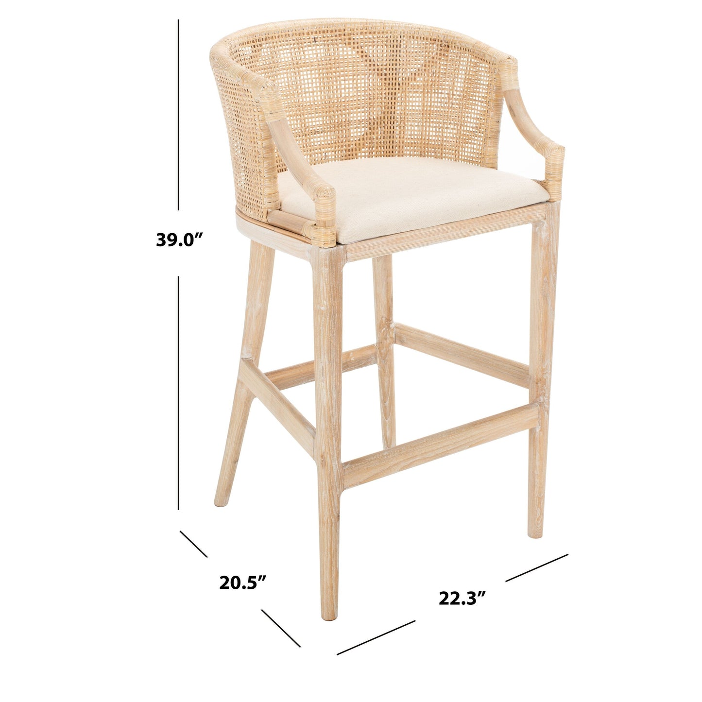 SAFAVIEH Virona Rattan 30-inch Bar Stool - 22.3 W x 20.5 L x 39 H - 22Wx21Dx39H