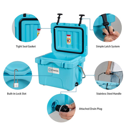 SKTAKOL 16 Quart Cooler Portable Ice Chest Leak-Proof 24 Cans Ice - See Details