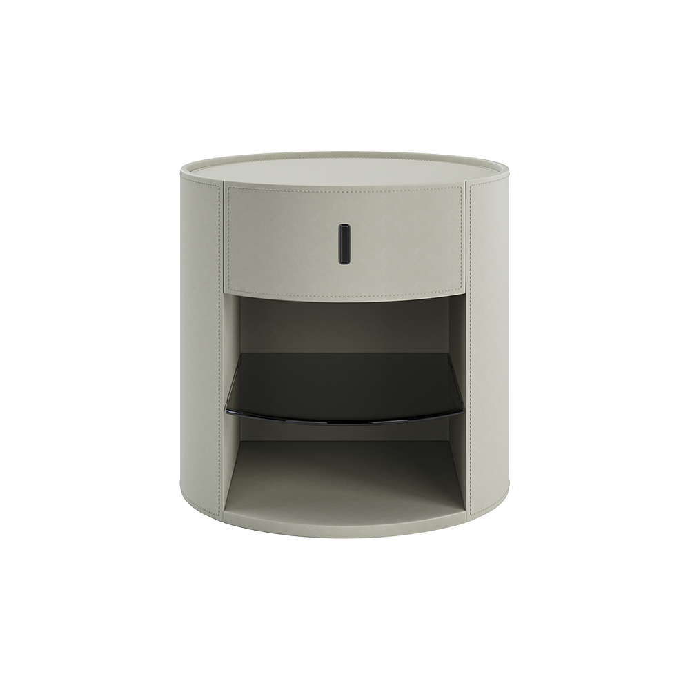 Sable Nightstand Off White Leather