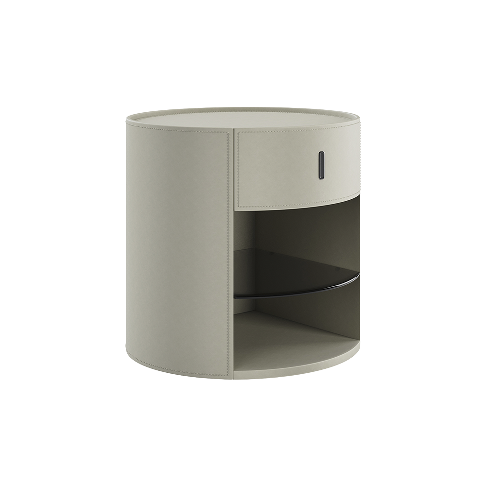 Sable Nightstand Off White Leather