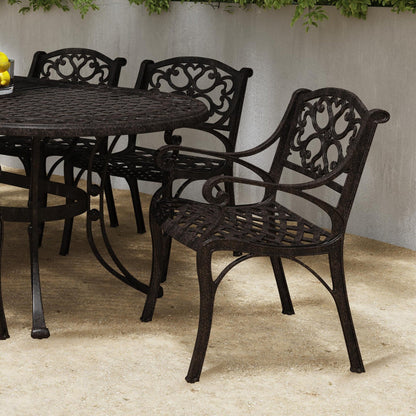 Sanibel Bronze Aluminum 7- Piece Outdoor Dining Set with 72 Oval Dining Table and Six Armchairs by Homestyles