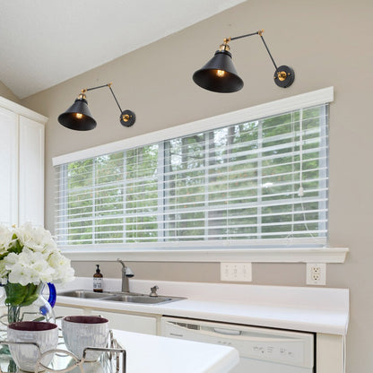 Malryn Set of 2 Modern Adjustable Swing Arm Lights Plug-in/Hardwired Wall Sconces