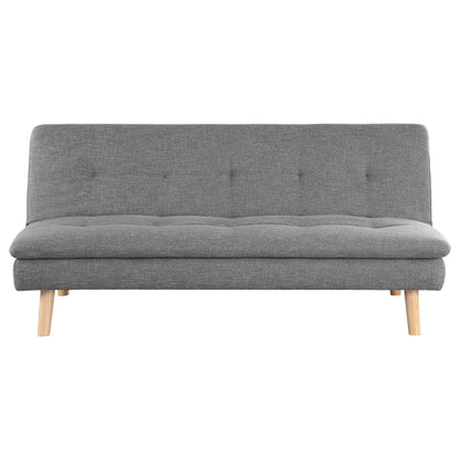 Siana Convertible Sofa Bed, Tufted Gray Fabric, Brown Wood, 72 Inch