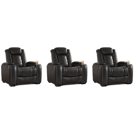 Signature Design by Ashley Party Time Black 3-Piece Home Theater Seating