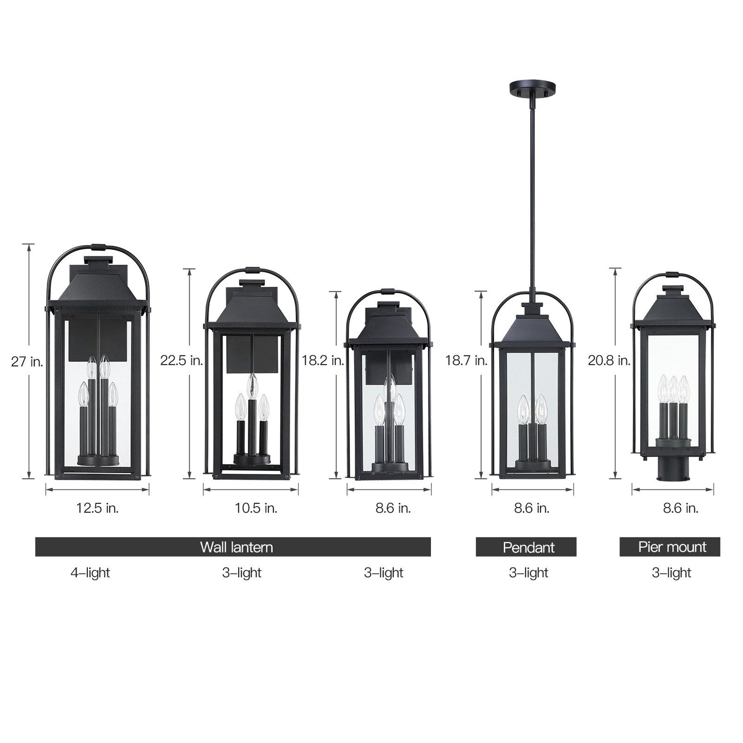 Brits Black Outdoor Wall Lantern Sconce Light