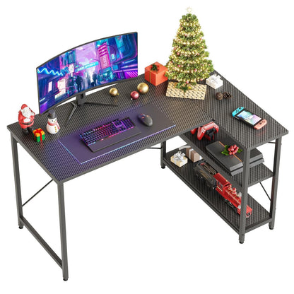 Small L Shaped Desk with Storage Shelves Corner Computer Desk