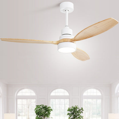 Sofucor 52 Indoor Wood Ceiling Fan Light with Remote, Integrated Light Optional
