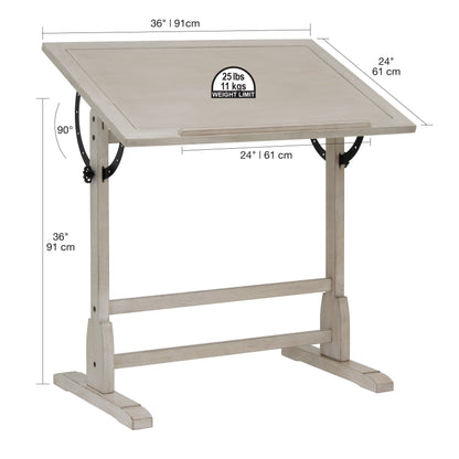 Studio Designs 36-inch Vintage Wood Drafting Table with Angle Adjustable Top for Drawing
