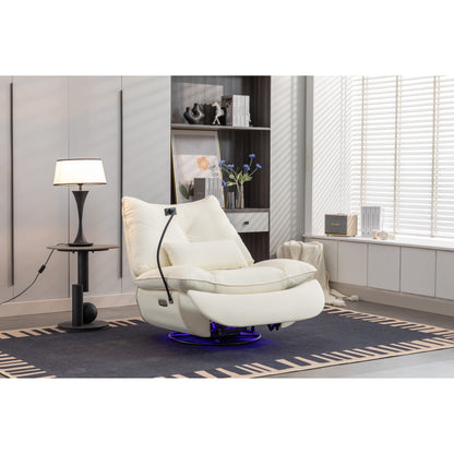 Swivel Glider Power Recliner with Bluetooth Speakers, Phone Holder, USB and Type-C Charging Ports, Hidden Arm Storage